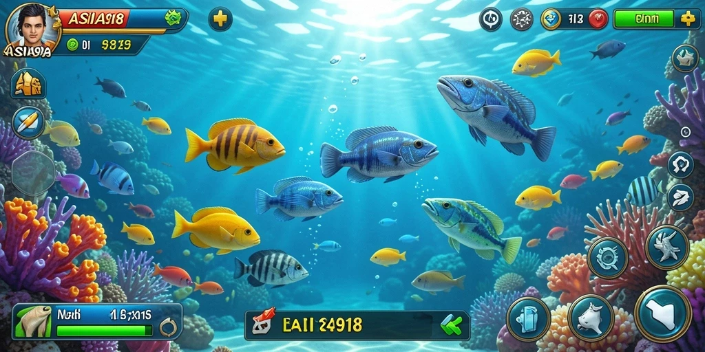 Tampilan menarik dari gameplay Tembak Ikan ASIA918.