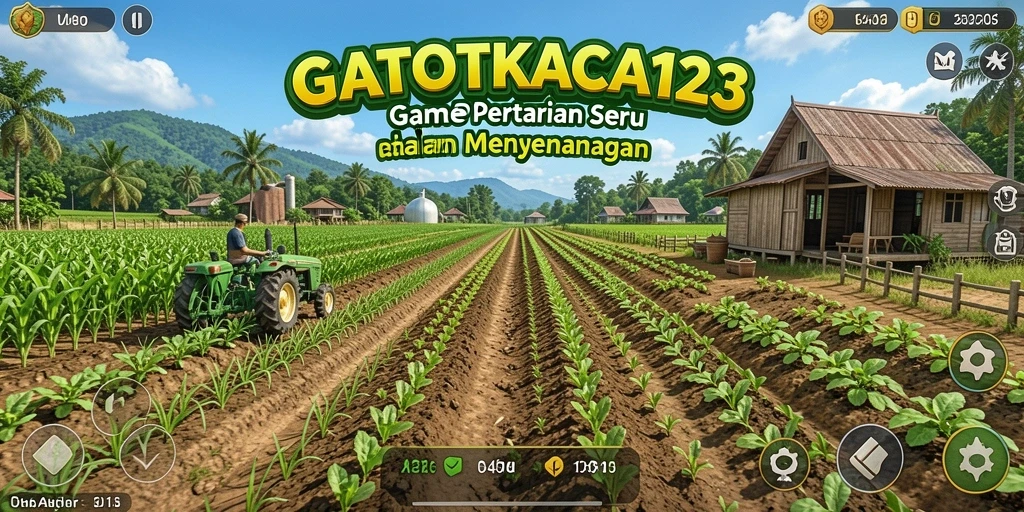 Tangkapan layar GATOTKACA123 menunjukkan suasana pertanian yang cerah dan mendebarkan.