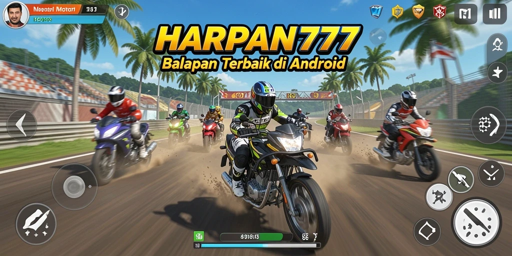 Screenshot gameplay HARAPAN777 menampilkan aksi balapan motor yang mendebarkan.