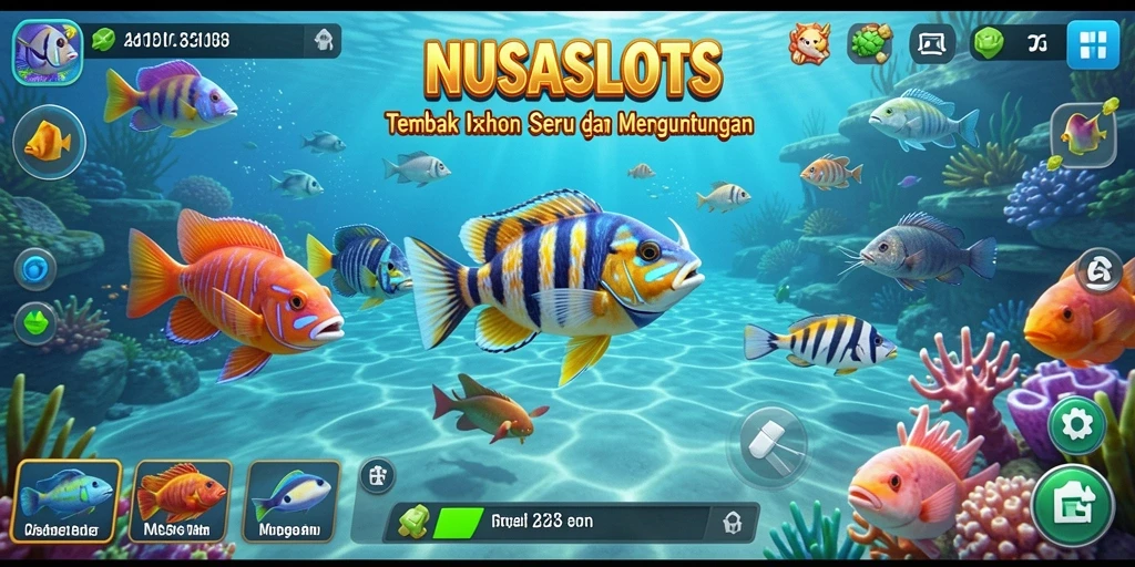 Tampilan gameplay NUSASLOTS yang penuh warna dan dinamis.