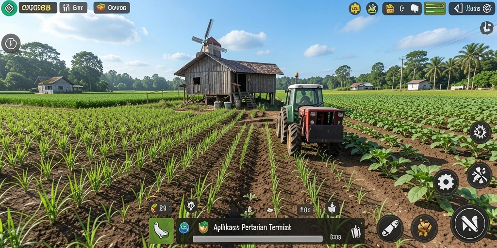 Tangkapan layar gameplay OVO88 menampilkan aktivitas pertanian yang seru dan interaktif.