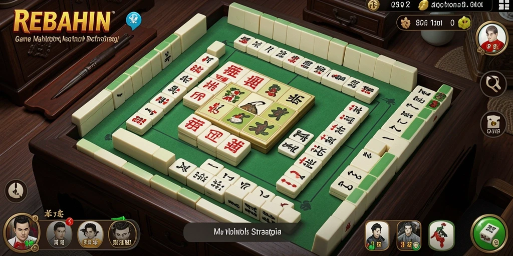 Tampilan gameplay seru dari REBAHIN dengan ubin Mahjong.