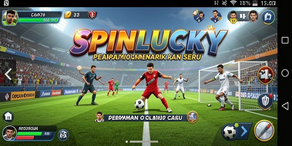 Tampilan gameplay seru dalam SPINLUCKY yang menampilkan persaingan olahraga.