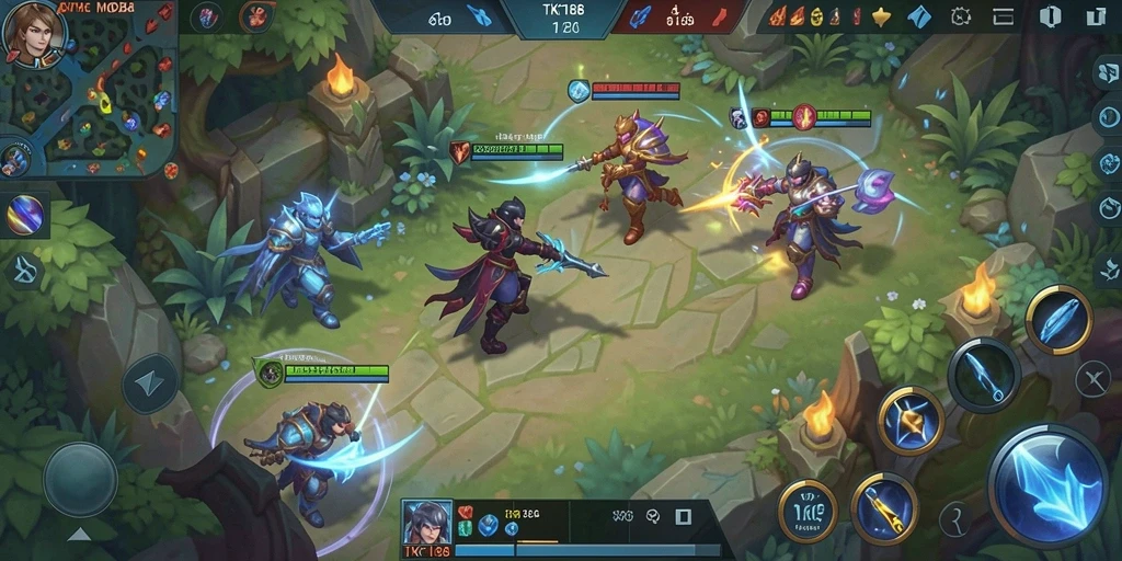 Screenshot TKP188 menampilkan aksi intens dalam gameplay MOBA.
