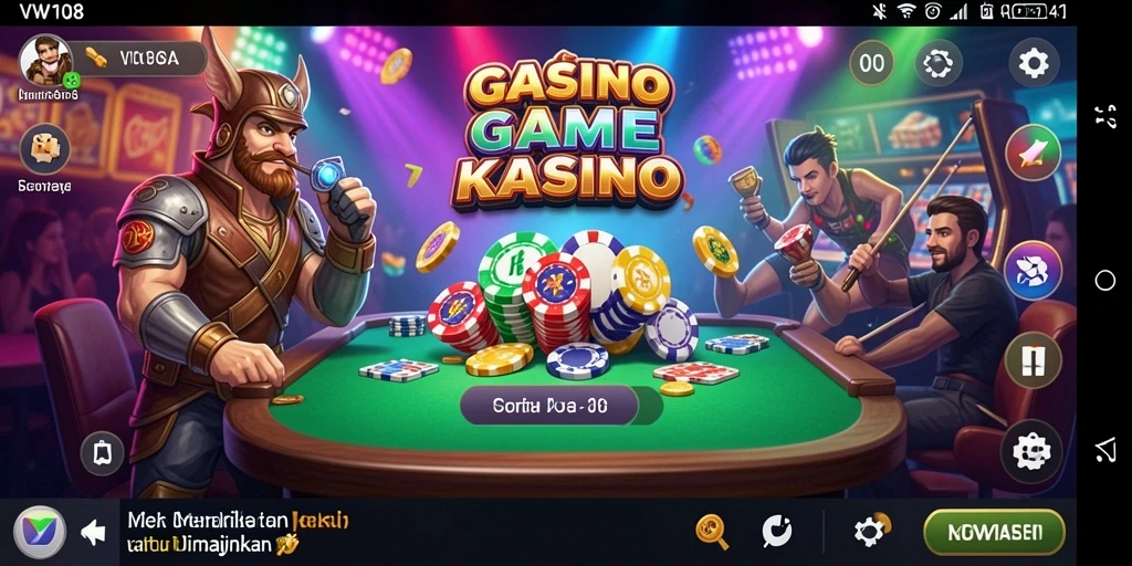 Tampilan gameplay mendebarkan di aplikasi Kasino VW108.