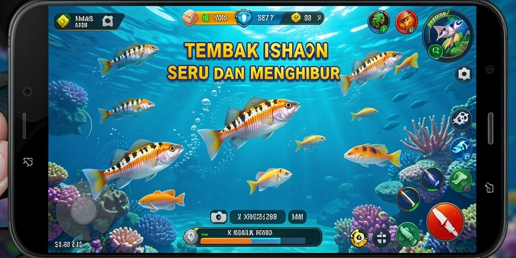 Screenshot gameplay X88 menampilkan aksi menembak ikan yang seru.